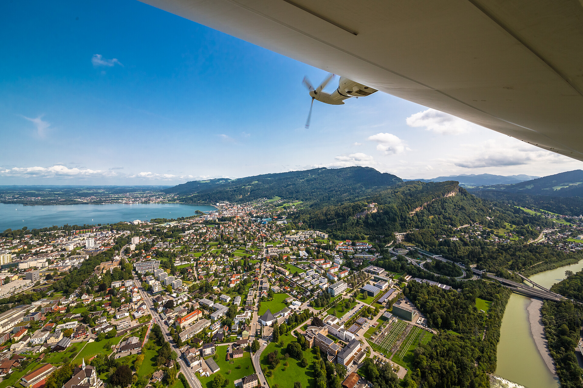 [Translate to English:] Blick auf Dornbirn aus dem Zeppelin