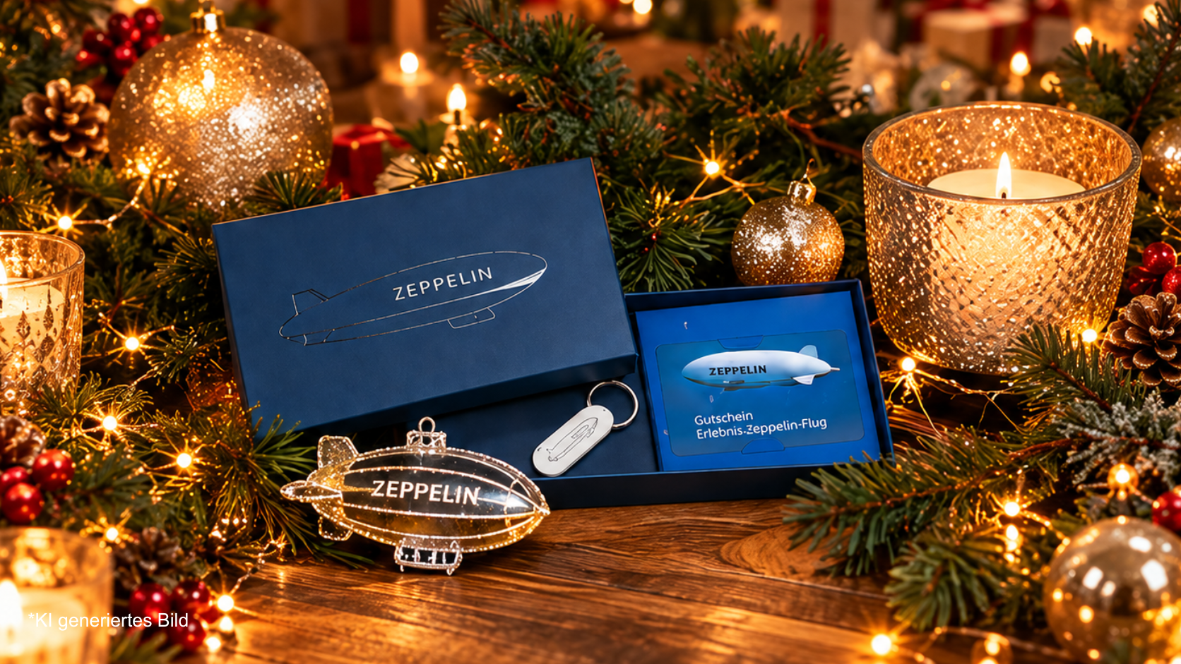 KI-generiertes Bild der Zeppelin Gutscheinbox mit Geschenkgutschein